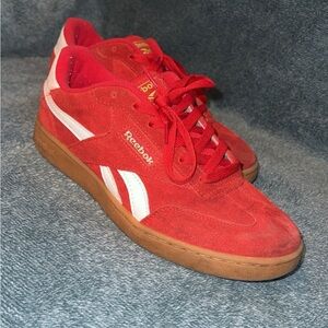 Reebok Red and White Sneakers with Brown Sole